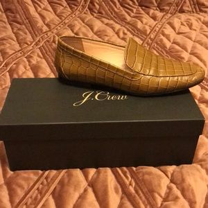 J. Crew Croc Embossed Leather Smoking Slipper